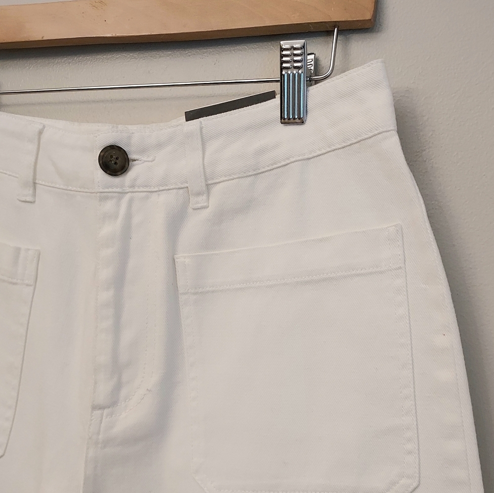 Who What Wear Straight White Cropped Denim Jean Size 8 NEW NWT Patch Pockets - Picture 4 of 12